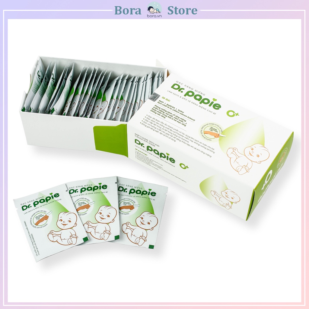 Gạc rơ lưỡi Dr Papie chính hãng, hộp 30 gói