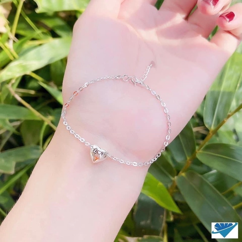 MOON SILVER - LẮC TAY BẠC NỮ HÌNH TRÁI TIM KHẮC CHỮ THEO YÊU CẦU