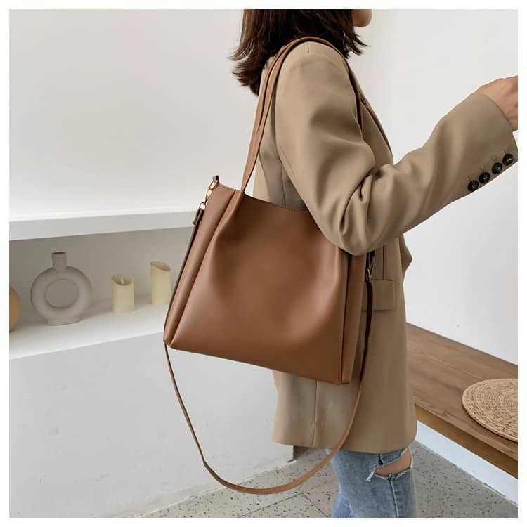 Túi tote da nữ có dây đeo chéo thời trang cỡ lớn