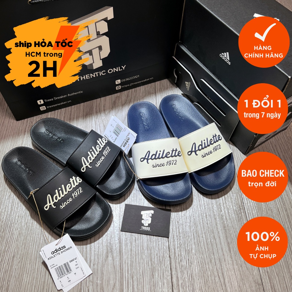 Dép ADIDAS ADILETTE SHOWER SLIDES 1972 GW8748 GW8747 Full Box Tag Auth