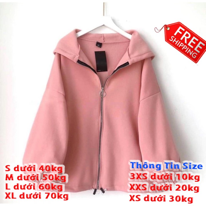 Áo khoác nữ form rộng hàn quốc, áo khoác hoodie nữ form rộng có dây kéo LV24