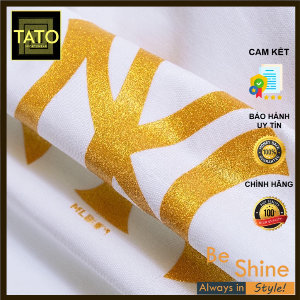 Áo Thun Tay Lỡ NY In Nhũ Vàng Độc Đáo , Áo Phông Unisex Form Rộng Chất Cotton