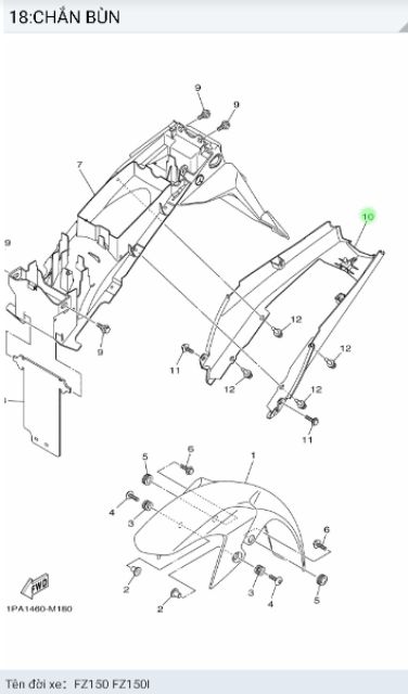 Ốp dưới dè sau fz150i