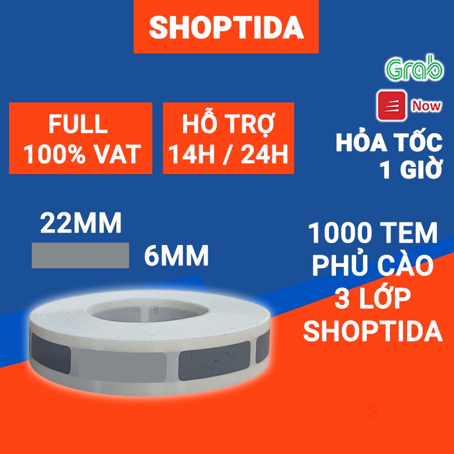 Tem phủ cào in nhiệt Shoptida loại 1000 tem kích thước 22*6mm, sử dụng cho máy in nhiệt Shoptida SP46