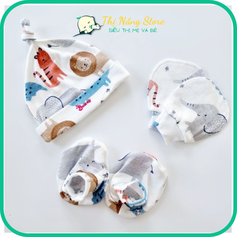 Set mũ + bao tay + bao chân sơ sinh cotton mềm mịn, Phụ kiện mũ bao tay chân bunny mio nous 0-3m Thị Nắng Store