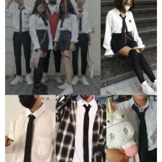 Cà vạt lụa phối sơ mi unisex ulzzang siêu đẹp