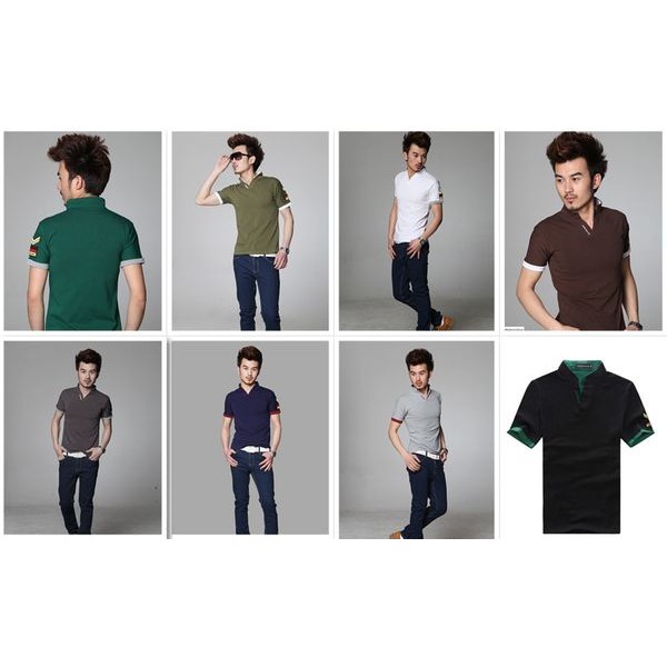 Áo phông quân hàm cổ tim thun co dãn - AP5