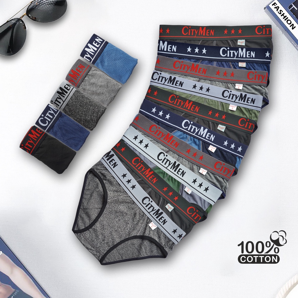 Combo 10 quần lót nam CITYMEN cao cấp, vải cotton 100%, co giãn và thấm hút tốt, đồ lót, quần xì, sịp tam giác