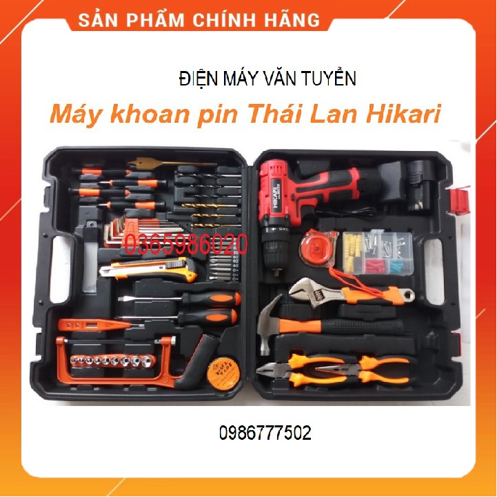 Máy khoan pin Thái Lan Hikari kèm 50 phụ kiện siêu bên siêu khỏe