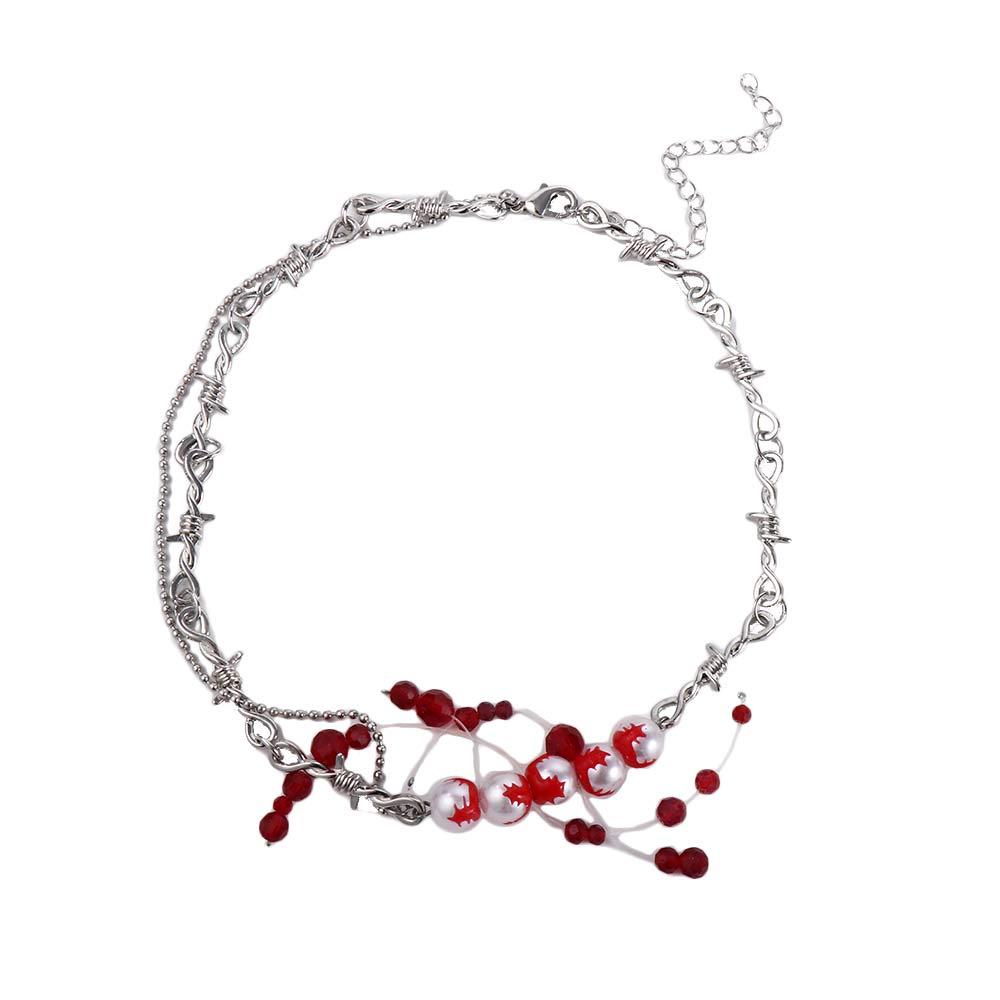 MXGOODS Vòng Cổ Hai Lớp Đính Hạt Và Tua Rua Phong Cách Hàn Quốc Cổ Điển Dành Cho Nữ