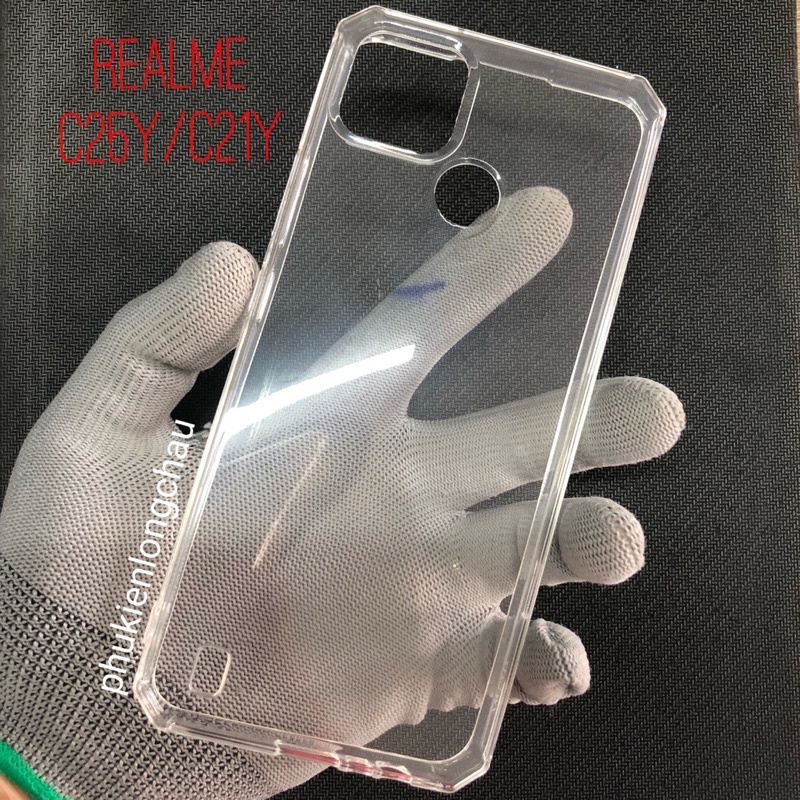 Ốp Lưng Realme C25y / C21y Chống Sốc Viền Vuông Bảo Vệ Camera Dẻo Trong Suốt