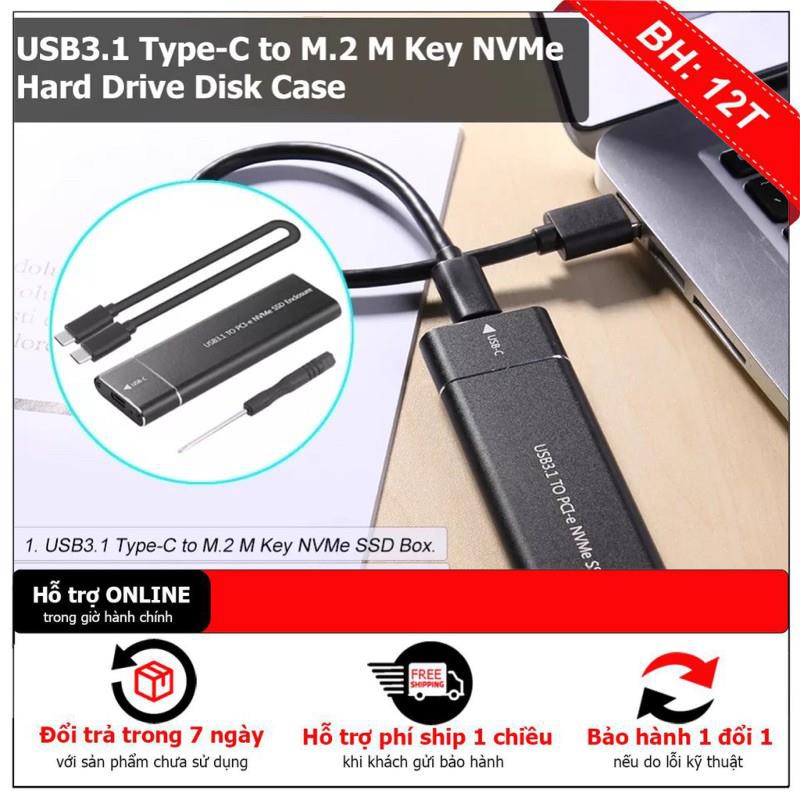 [BH12TH] Box ổ cứng di động PCIE M.2 NVME SSD Kèm Khóa M Loại C USB3.1 | BigBuy360 - bigbuy360.vn