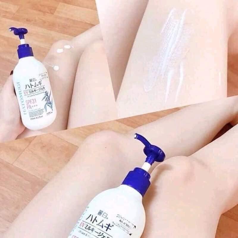 Sữa dưỡng thể Nhật Bản dưỡng ngày chống nắng Hatomugi SPF31 PA+++