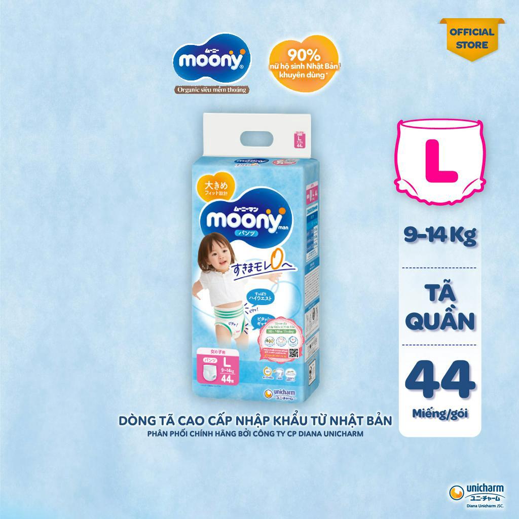 Tã Quần Cao Cấp Moony Bé Gái L44/Xl38/Xxl26 - Nhập Khẩu Nhật Bản