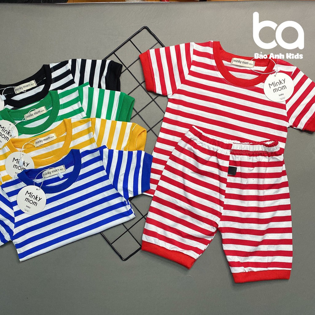 Bộ Cộc Tay Kẻ Sọc Cho Bé Trai Bé Gái - Cotton Minky Mom Kẻ Sọc - Co Giãn Tốt Mềm Mịn Thấm Hút Mồ Hôi (BA01)