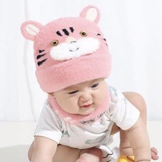 Bộ khăn mũ len lông thỏ, set 2 chi tiết khăn + mũ cho bé yêu