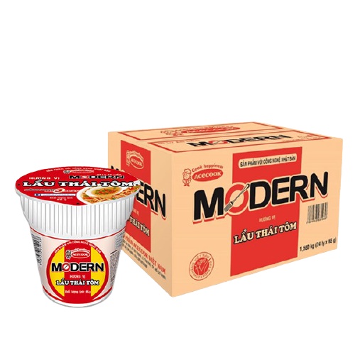 Thùng 24 ly mì Modern Lẩu Thái Tôm 65g