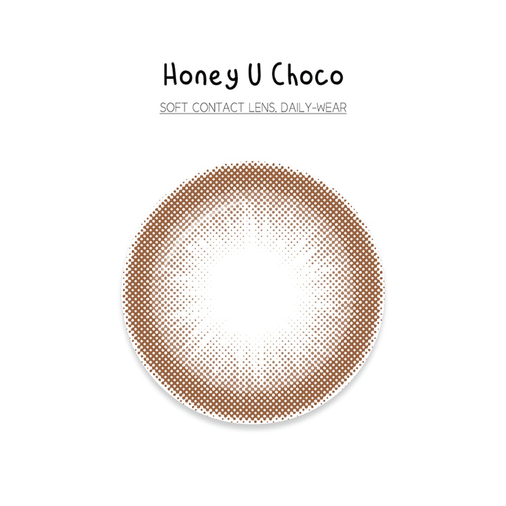 Kính áp tròng màu nâu mật ong dùng 1 tháng cho mắt yếu, khô - Honey U Choco | Ann365 lens