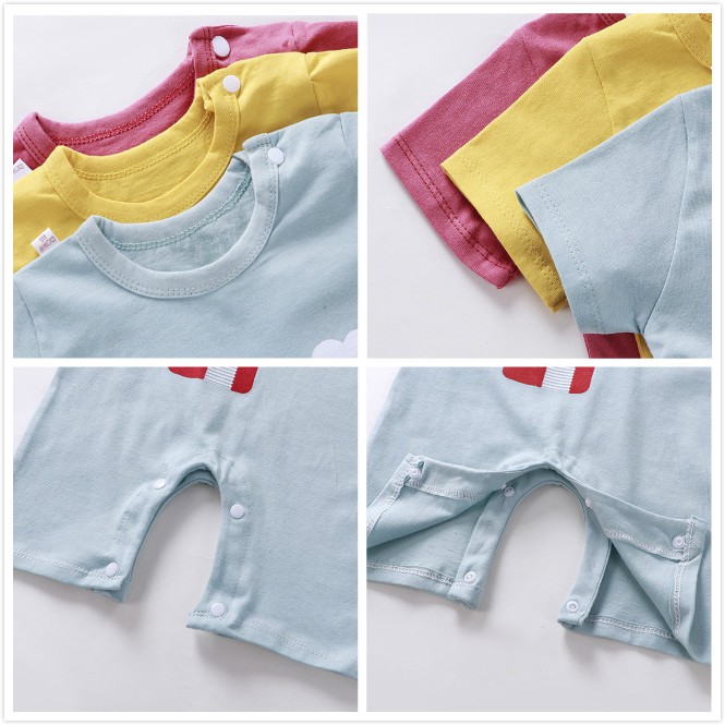 Bộ Áo Liền Quần Bằng Cotton Tay Ngắn Dành Cho Bé