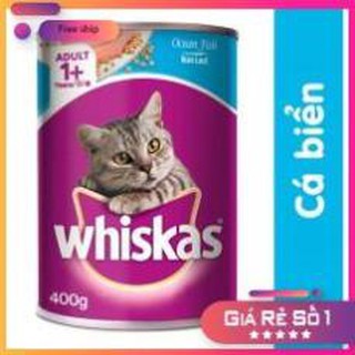 Combo 3 lon thức ăn mèo whiskas vị cá biển lon 400g