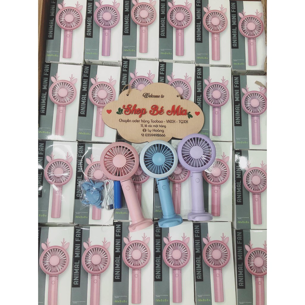 Quạt Mini Cầm Tay Tích Điện Cute Với 3 Chế Độ Gió Đèn Led | BigBuy360 - bigbuy360.vn
