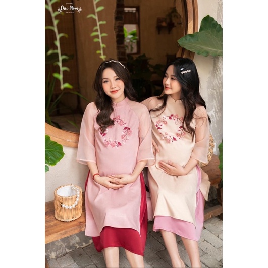 Áo dài Bầu " Hoa Đào "