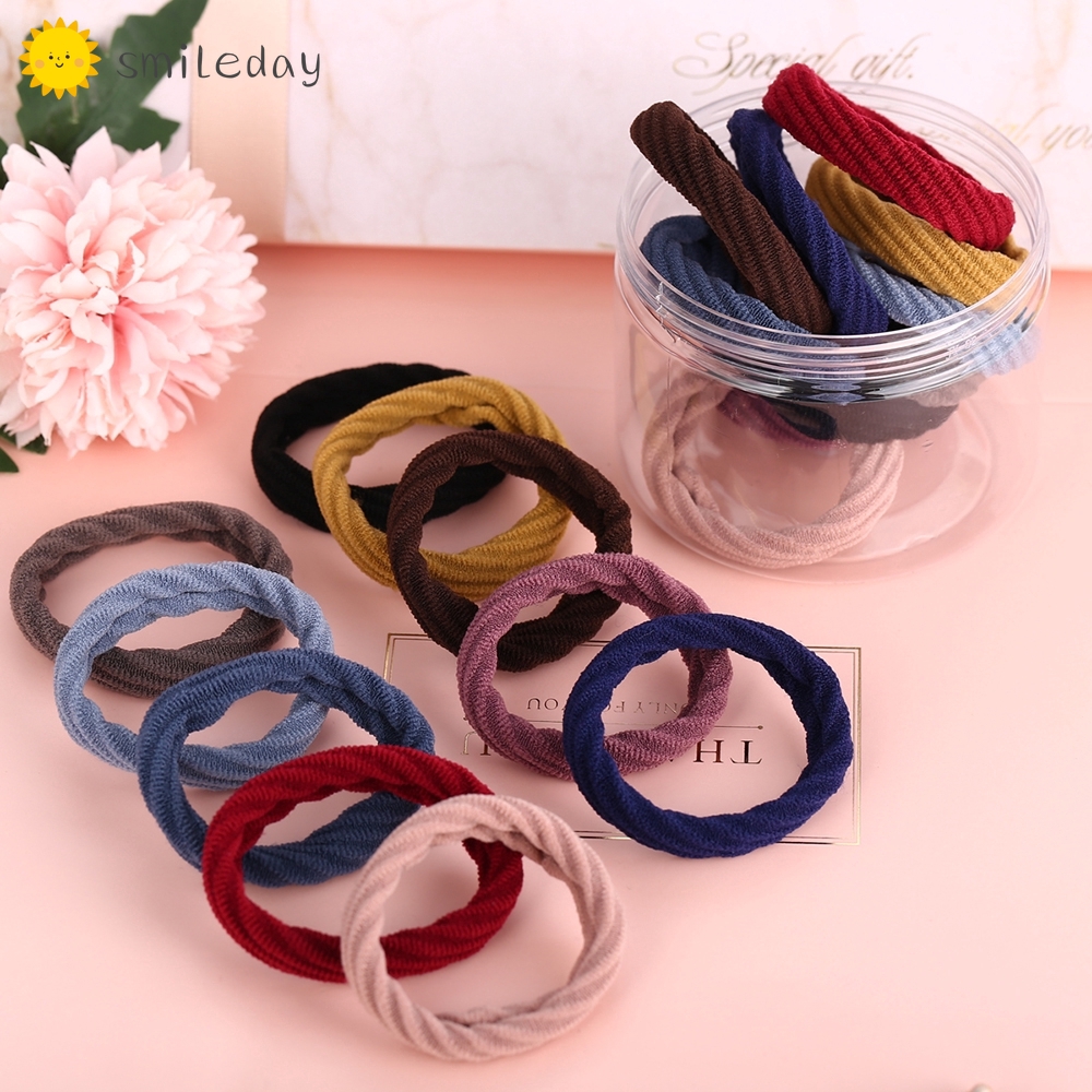 Set 20 Dây Buộc Tóc 4 Loại Màu Trơn Dành Cho Nữ