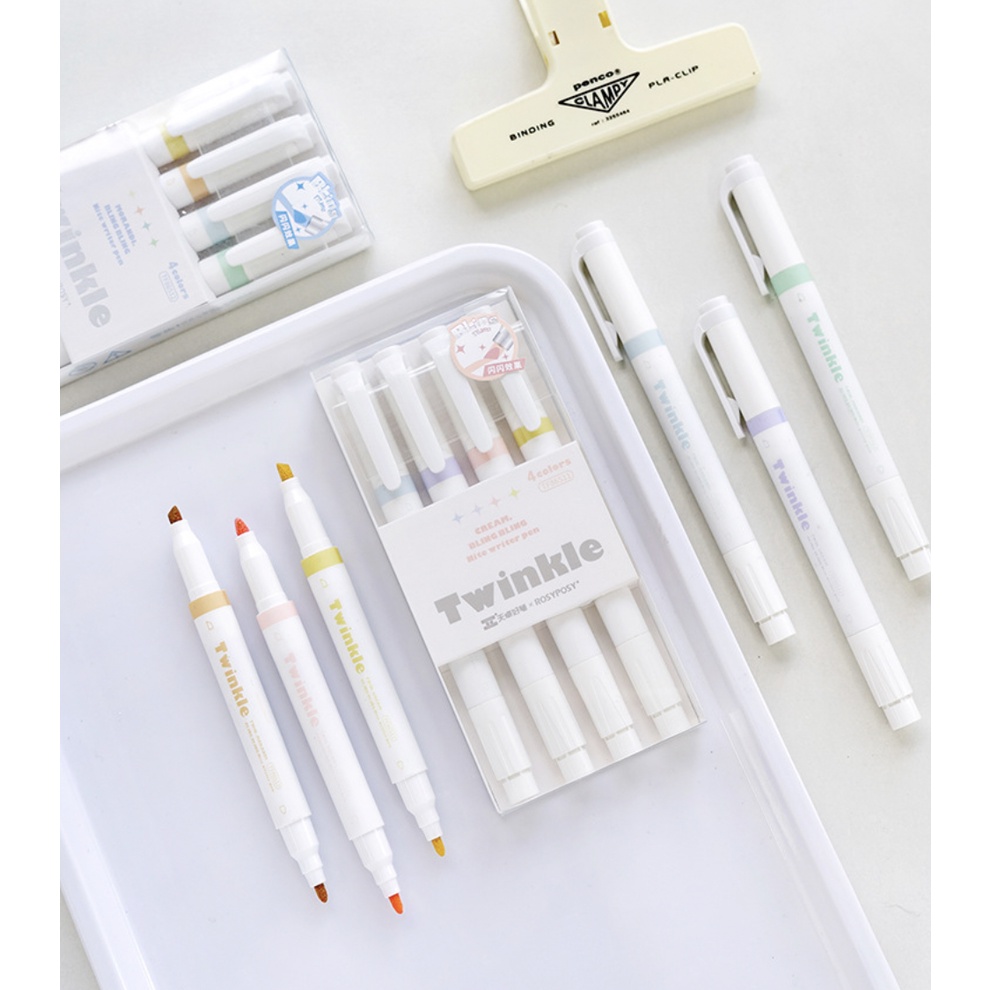 Bút đánh dấu highlight có ánh kim 2 đầu TWINKLE