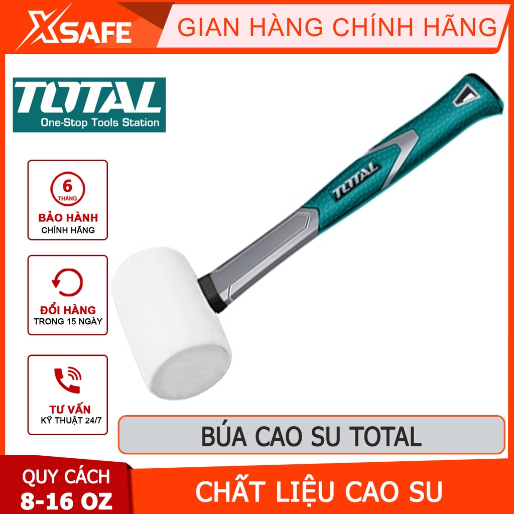 Búa cao su trắng TOTAL Búa cầm tay mini chất liệu cao su, chống dầu chống mài mòn, tay cầm gỗ chắc chắn, tăng ma sát