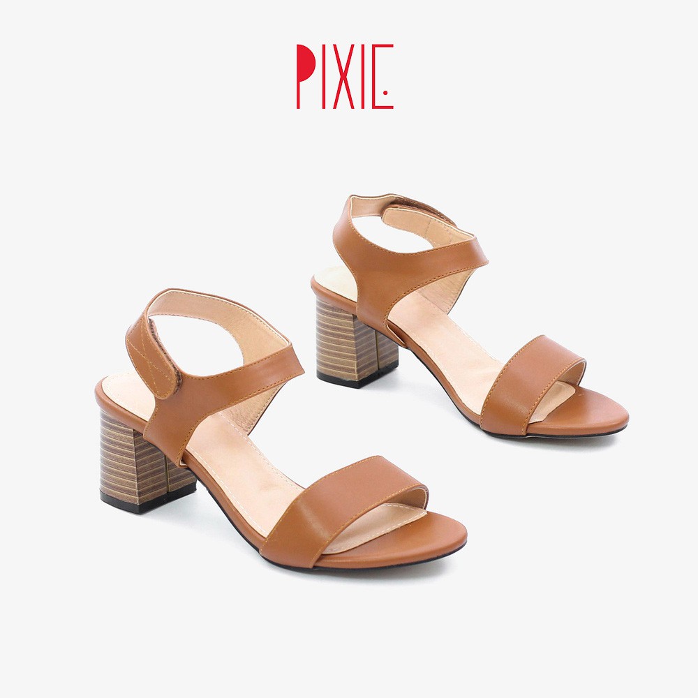 Giày Sandal Cao Gót 5cm Quai Dán Đế Gỗ Pixie 5245