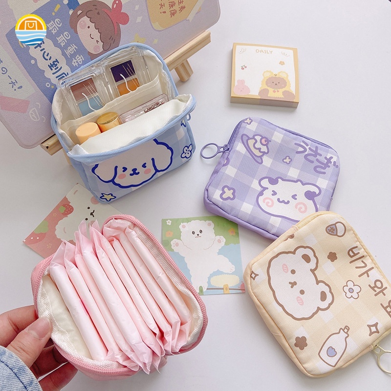 Túi Đựng Băng Vệ Sinh Mini Hình Chú Gấu Dễ Thương Phong Cách Hàn Quốc Cho Nữ JP2