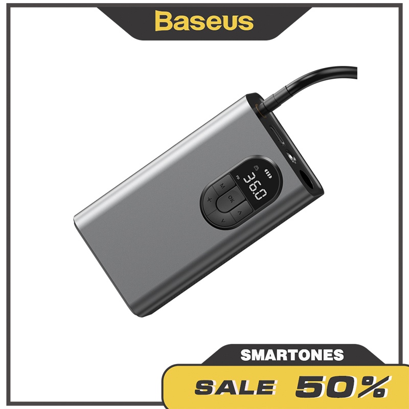 Máy bơm lốp di động Baseus cảm biến tự động nhận diện áp suất lốp cho xe ô tô xe máy xe đạp.