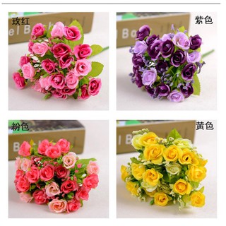 Bó hoa giả trang trí siêu đẹp - hoa hồng nở ( KHÔNG KÈM BÌNH LỌ)