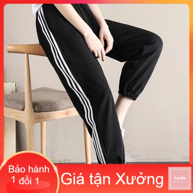 Quần bo gấu nữ ba sọc Tr&amp;Đ , quần thể thao, quần mặc ở nhà, sét bộ mặc ở nhà, quần nam nữ MODY
