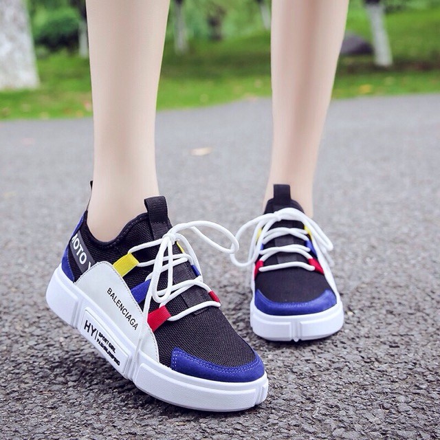 Giày ulzzang cặp đôi giày thể thao sneaker nữ và nam nhiều màu kết hợp HAPU (xanh cổ vàng, trắng xám, xám nam)