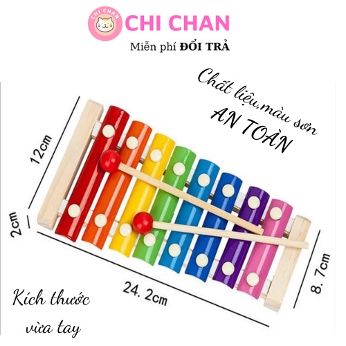 Đồ chơi đàn gỗ 8 quãng nhiều màu sắc, phát tiếng vui nhộn, luyện độ dẻo dai của tay Chi chan