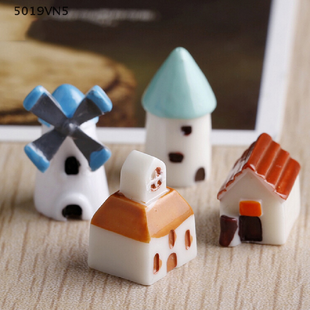 4 Mô hình lâu đài/ máy xay gió/ nhà thờ/ nhà nhỏ mini trang trí nhà búp bê