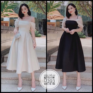 Bigsize Đầm trễ vai kết cườm D393