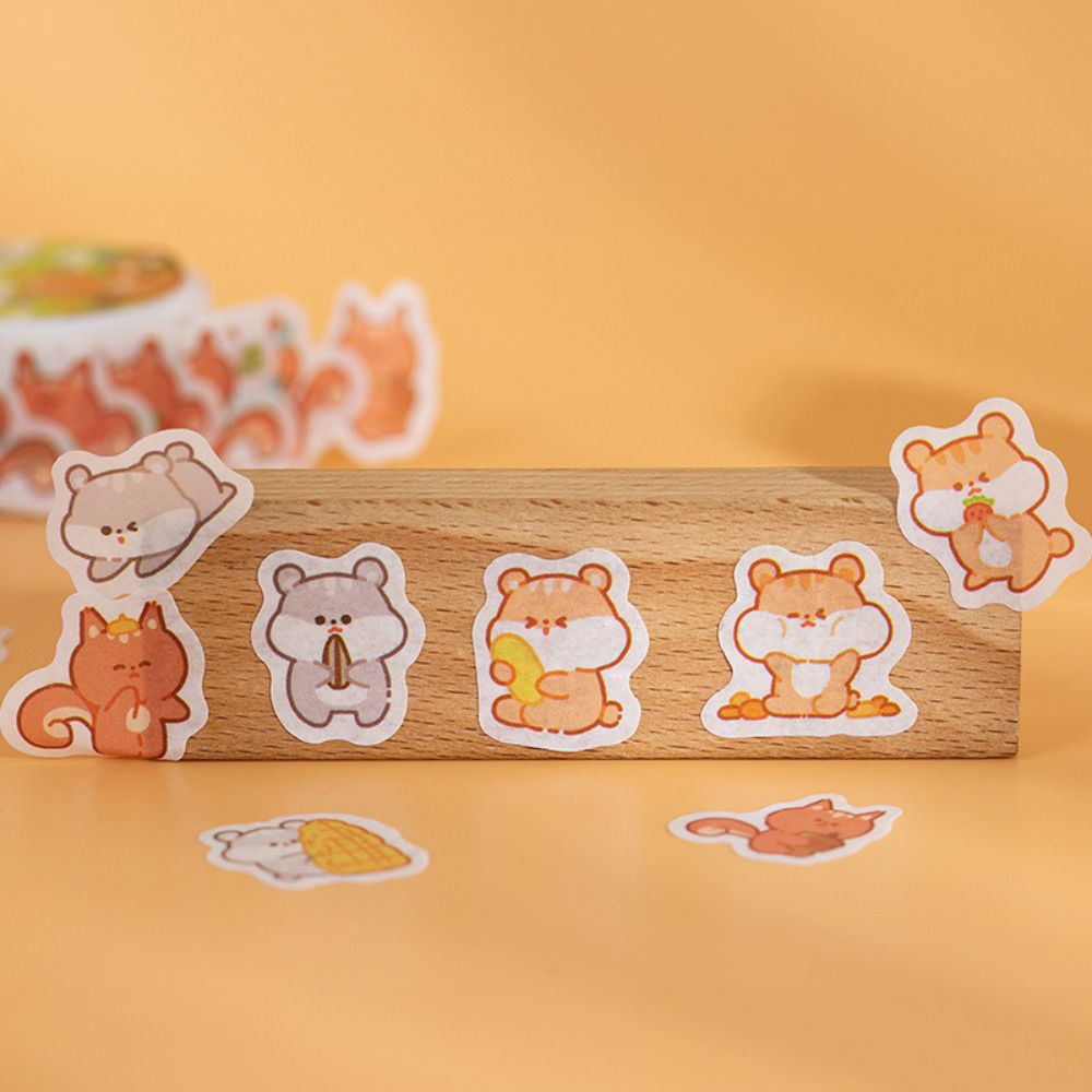 Băng keo giấy washi tape dạng sticker hoạ tiết hoạt hình
