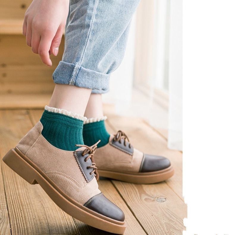 Tất Nữ Cổ Thấp Phong Cách Vintage Hàn Quốc cotton được chọn màu MÃ T28