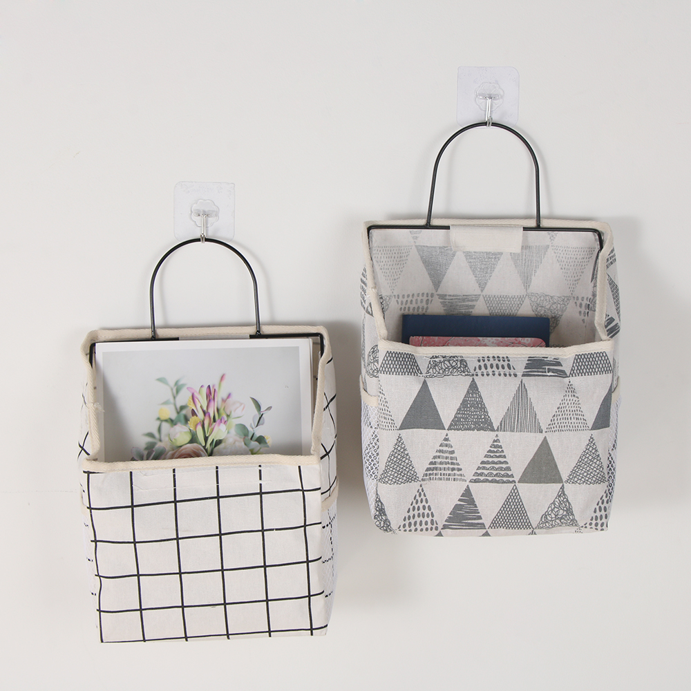 Túi Vải Cotton Lanh Đựng Đồ Có Móc Treo Tường Dùng Trong Ký Túc Xá Và Nhà Riêng