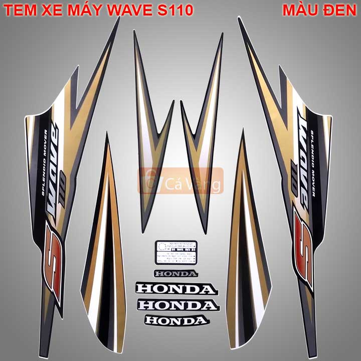 Tem xe máy Wave S110 MÀU ĐEN, chất lượng như ZIN Chính Hãng