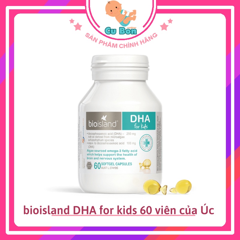 bioisland DHA for kids 60 viên của Úc Bổ sung DHA cho bé từ 1 tháng tuổi người lớn và phụ nữ có thai không mùi dễ uống