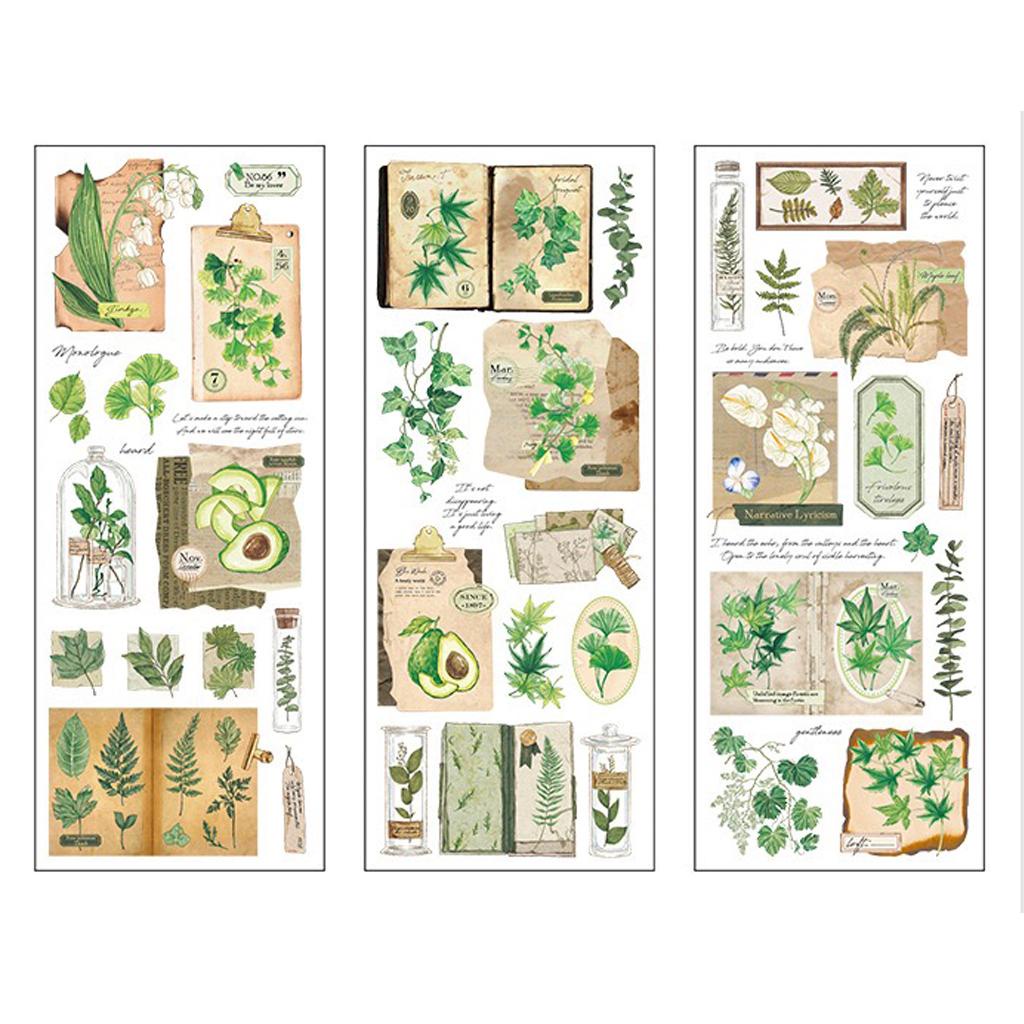 Set 3 tờ stickers nhựa PVC không thấm nước dùng để trang trí theo phong cách cổ điển vintage mẫu mới
