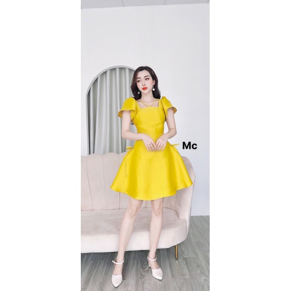 Váy tafta đính nơ eo