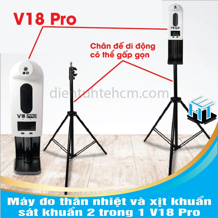 Máy đo thân nhiệt và xịt khuẩn/sát khuẩn 2 trong 1 V18 Pro