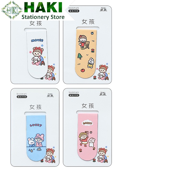 [Mã LIFE2402A giảm 10% đơn 150K] Bookmark nam châm HAKI, kẹp đánh dấu sách hoạt hình cute dễ thương