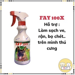 ❤️ Freeship ❤️Xịt Toàn Thân Thú Cưng FAY 100X 350ml Chính Hãng Hỗ Trợ Làm Sạch Ve Rận Bọ Chét
