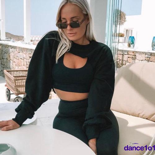 Áo Croptop Tay Dài Thiết Kế Dáng Rộng Thoải Mái