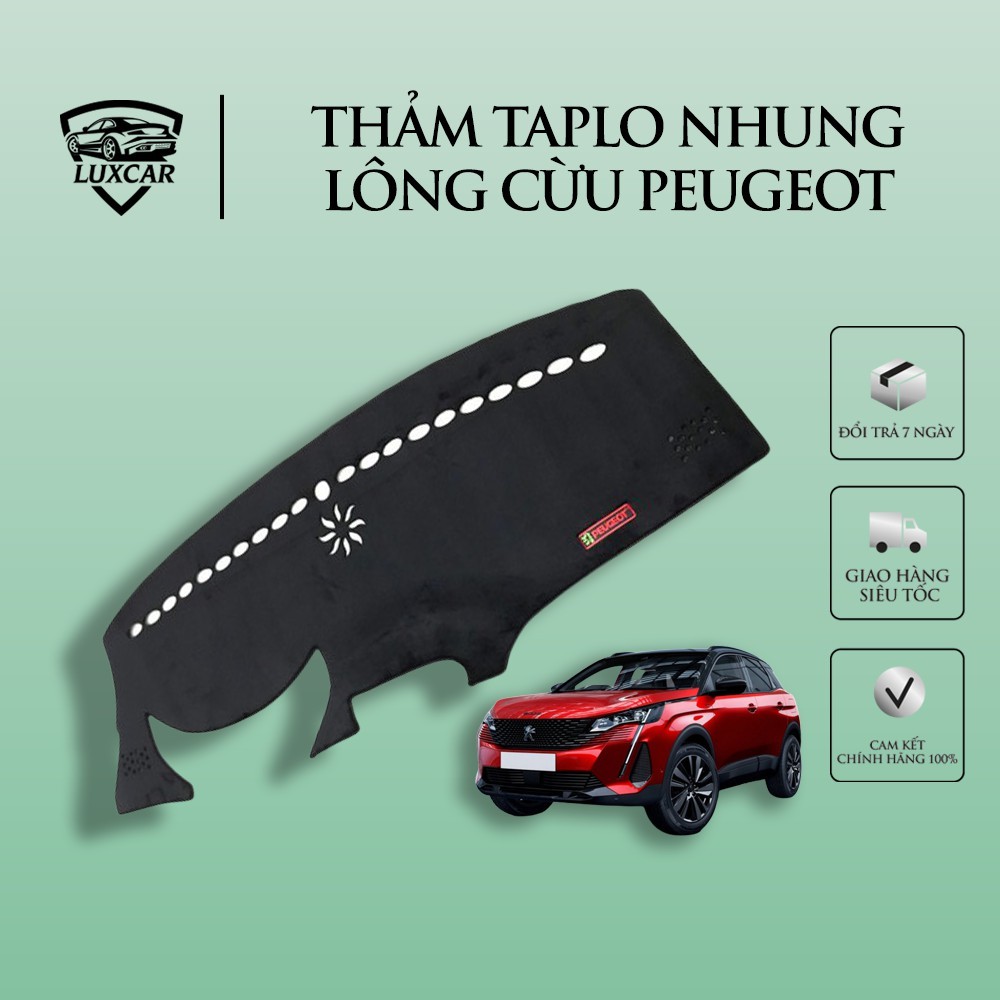 Thảm Taplo Nhung Lông Cừu LUXCAR Xe PEUGEOT ( 3008-5008 ) - Đế cao su chống trượt